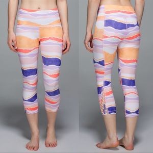 Lululemon True Self Crop Bleacher Stripe White Iris Flower